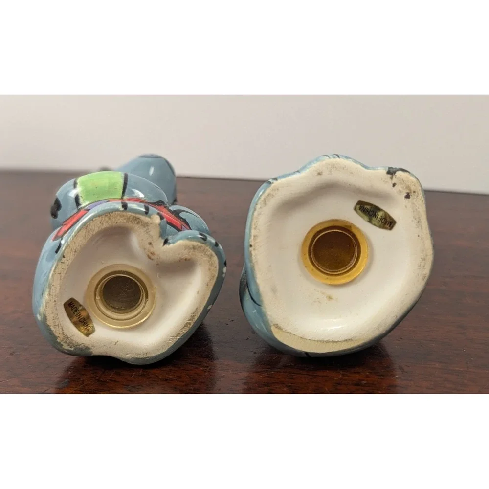 Dalmatian Chef Dog Salt and Pepper Shaker Set Blue Ceramic Novelty Kitchen Decor